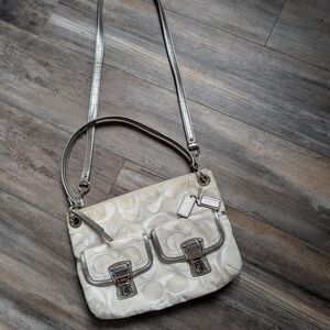 Coach Silver Poppy Signature Sateen Shoulder Bag A1269-18980 y2k buckles